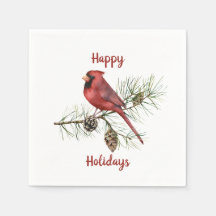 prettige feestdagen rode kardinale vertakkingen