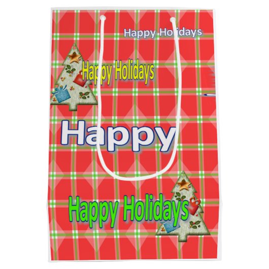 prettige feestdagen rode kerstcadeautassen medium cadeauzakje (Achterkant)