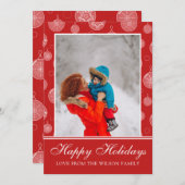 Prettige feestdagen Rode Kerstdecoraties Foto Feestdagenkaart (Voorkant / Achterkant)