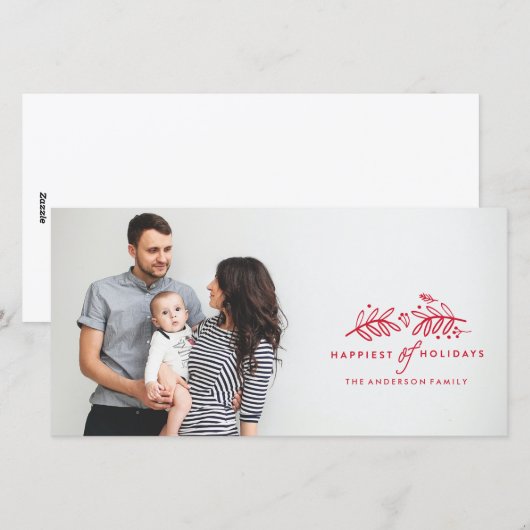 PRETTIGE FEESTDAGEN RODE kerstfotokaart Feestdagenkaart (Voorkant / Achterkant)