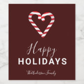 Prettige feestdagen Rode Kerstmis Candy Cane Minim Wijn Etiket (Enkel label)