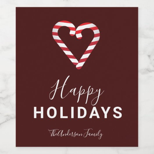 Prettige feestdagen Rode Kerstmis Candy Cane Minim Wijn Etiket (Enkel label)
