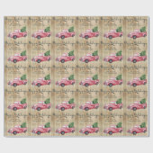 prettige feestdagen Rode Kersttruck Rustic Cadeaupapier (Vlak)