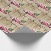 prettige feestdagen  Rode Kersttruck Rustic Cadeaupapier (Hoek)