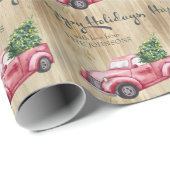 prettige feestdagen Rode Kersttruck Rustic Cadeaupapier (Rol Hoek)