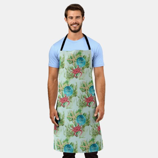 Prettige feestdagen Rode Krab Kust Schort (Gedragen)