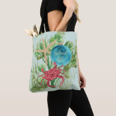 Prettige feestdagen Rode Krab Kust Tote Bag (Dichtbij)