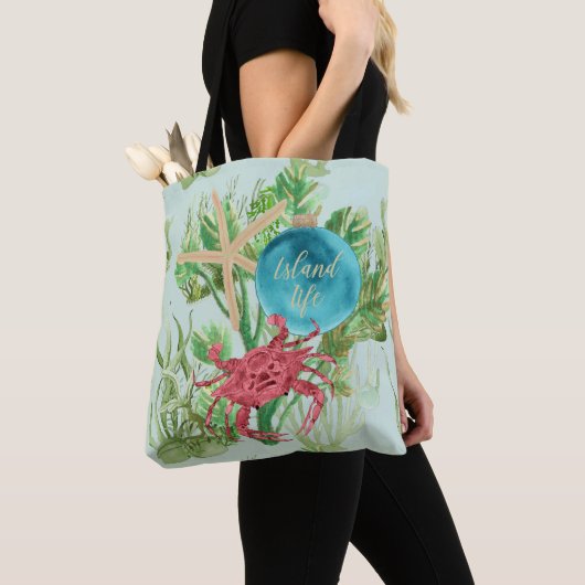 Prettige feestdagen Rode Krab Kust Tote Bag (Dichtbij)
