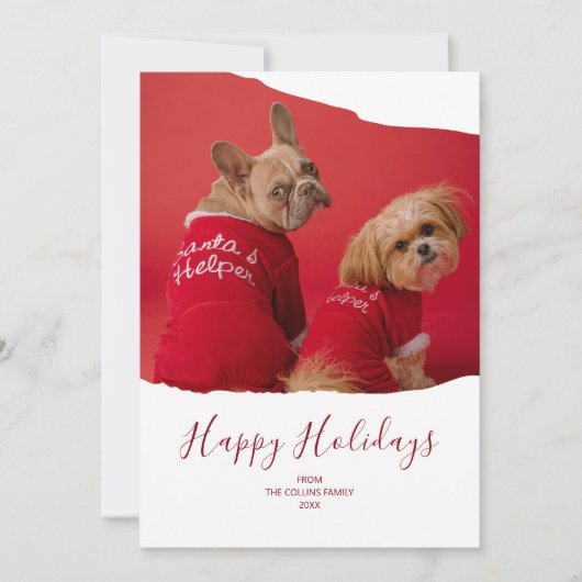 Prettige feestdagen Rode minimalistische huisdiere Feestdagenkaart (Voorkant)