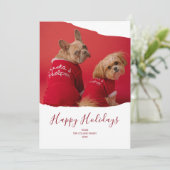 Prettige feestdagen Rode minimalistische huisdiere Feestdagenkaart (Staand voorkant)