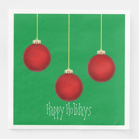 Prettige feestdagen Rode Ornamenten Papier servet (Voorkant)