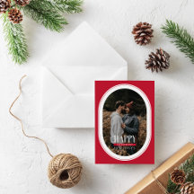 Prettige feestdagen Rode ovale Lijst fotokaart