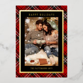 Prettige feestdagen Rode Plaid Tartan Foto Kerstmi (Voorkant)