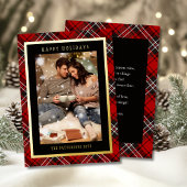 Prettige feestdagen Rode Plaid Tartan Foto Kerstmi