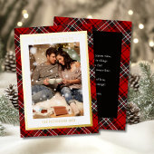 Prettige feestdagen Rode Plaid Tartan Foto Kerstmi