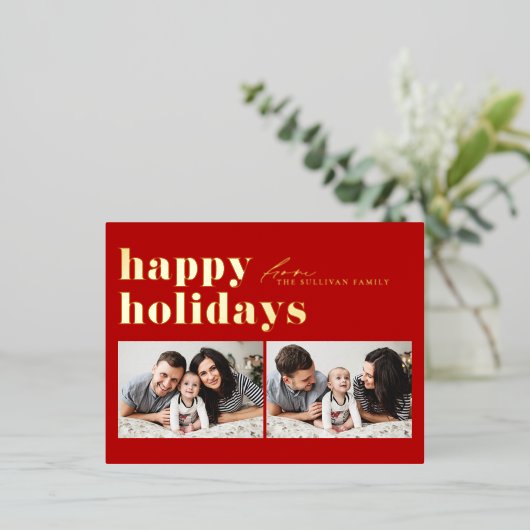 Prettige feestdagen Rode Retro Typografie (Staand Voorkant)