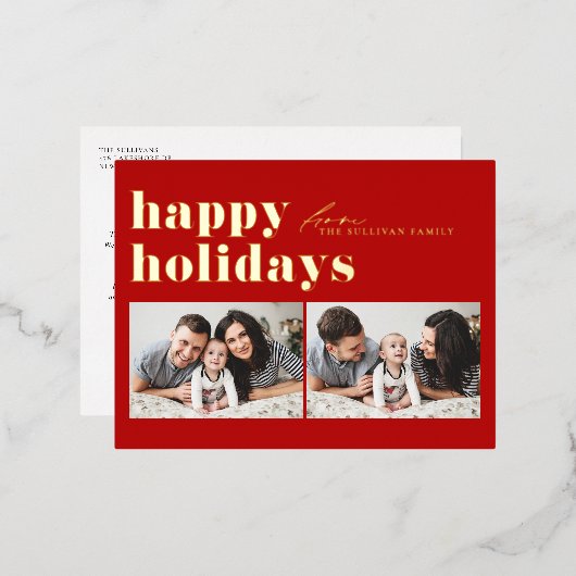 Prettige feestdagen Rode Retro Typografie (Voorkant / Achterkant)