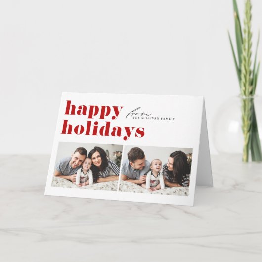 Prettige feestdagen Rode Retro Typografie (Voorkant)