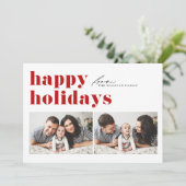 Prettige feestdagen Rode Retro Typografie Feestdagenkaart (Staand voorkant)