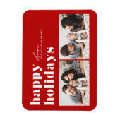 Prettige feestdagen Rode Retro Typografie Magneet (Verticaal)