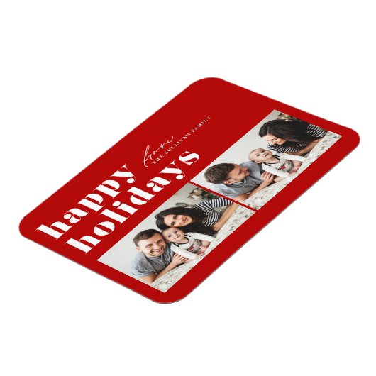 Prettige feestdagen Rode Retro Typografie Magneet (Linkerzijde)