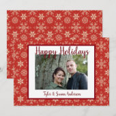 Prettige feestdagen Rode sneeuwvlokken Foto & Groe Feestdagenkaart (Voorkant / Achterkant)