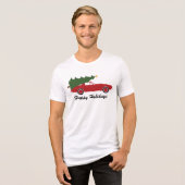 Prettige feestdagen Rode Sportwagen Kerstboom Tri-Blend Shirt (Voorkant volledig)