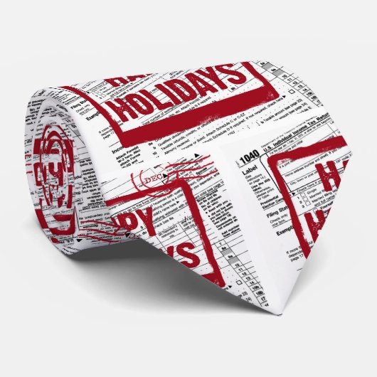 prettige feestdagen rode stempel op het belastingf stropdas (Opgerold)