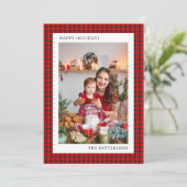 Prettige feestdagen Rode Tartan Foto | Kerstmis (Staand voorkant)