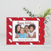 Prettige feestdagen Rode wanten foto & groet Feestdagenkaart (Staand voorkant)