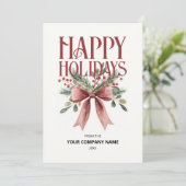 Prettige feestdagen Rode Waterverf Bow Business Lo Feestdagenkaart (Staand voorkant)