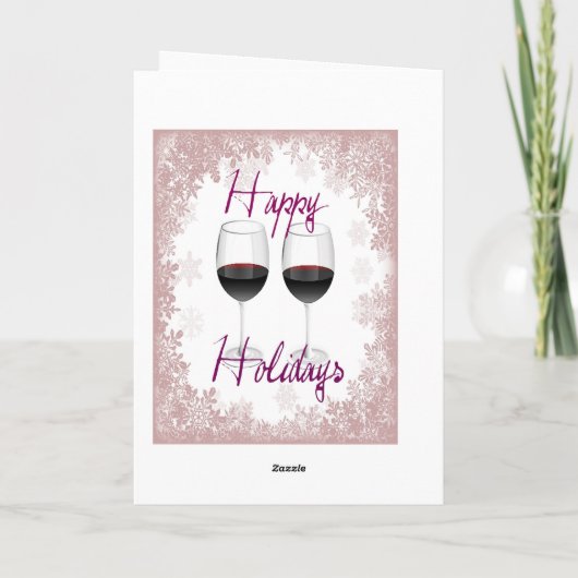 PRETTIGE FEESTDAGEN RODE WIJN EN SNEEUWVLOK PRINT (Achterkant)