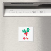 Prettige feestdagen Rode Wit Groen Holly Custom Na Magneet (Insitu (Vaatwasser))
