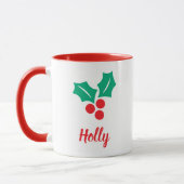 Prettige feestdagen Rode Wit Groen Holly Custom Na Mok (Links)