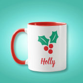 Prettige feestdagen Rode Wit Groen Holly Custom Na Mok