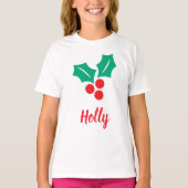 Prettige feestdagen Rode Wit Groen Holly Custom Na T-shirt (Voorkant)
