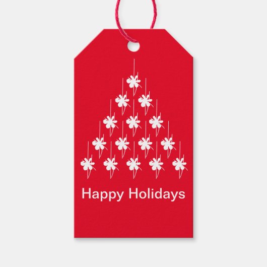 prettige feestdagen rode witte sneeuwstroop cadeaulabel (Voorkant)