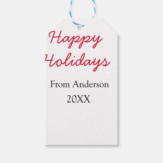 Prettige feestdagen Rode zwarte liefde familienaam Cadeaulabel (Voorkant)