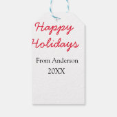 Prettige feestdagen Rode zwarte liefde familienaam Cadeaulabel (Achterkant)