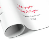 Prettige feestdagen Rode zwarte liefde familienaam Cadeaupapier (Rol Hoek)