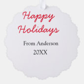 Prettige feestdagen Rode zwarte liefde familienaam Ornament Kaart (Achterkant)