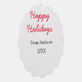 Prettige feestdagen Rode zwarte liefde familienaam Ornament Kaart (Rechts)