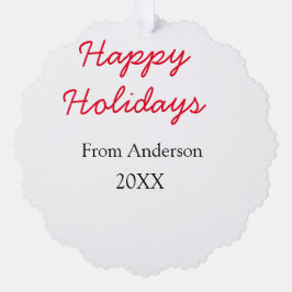 Prettige feestdagen Rode zwarte liefde familienaam Ornament Kaart