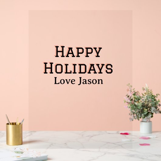 Prettige feestdagen Rode zwarte liefde voeg naam f Acryl Bord (Huwelijk)