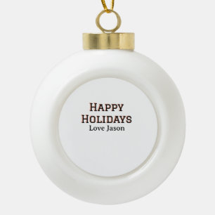 Prettige feestdagen Rode zwarte liefde voeg naam f Keramische Bal Ornament