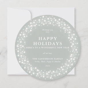 prettige feestdagen Ronde grijsgroene mousserende  Feestdagenkaart