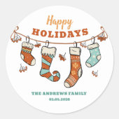 prettige feestdagen ronde sticker (Voorkant)