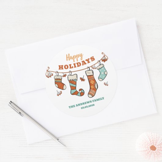 prettige feestdagen ronde sticker (Envelop)