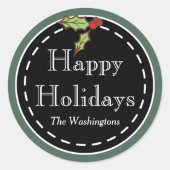 prettige feestdagen ronde sticker (Voorkant)