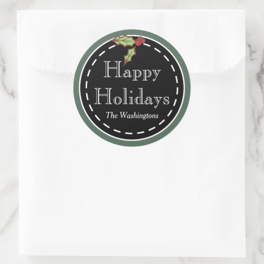 prettige feestdagen ronde sticker (Tas)